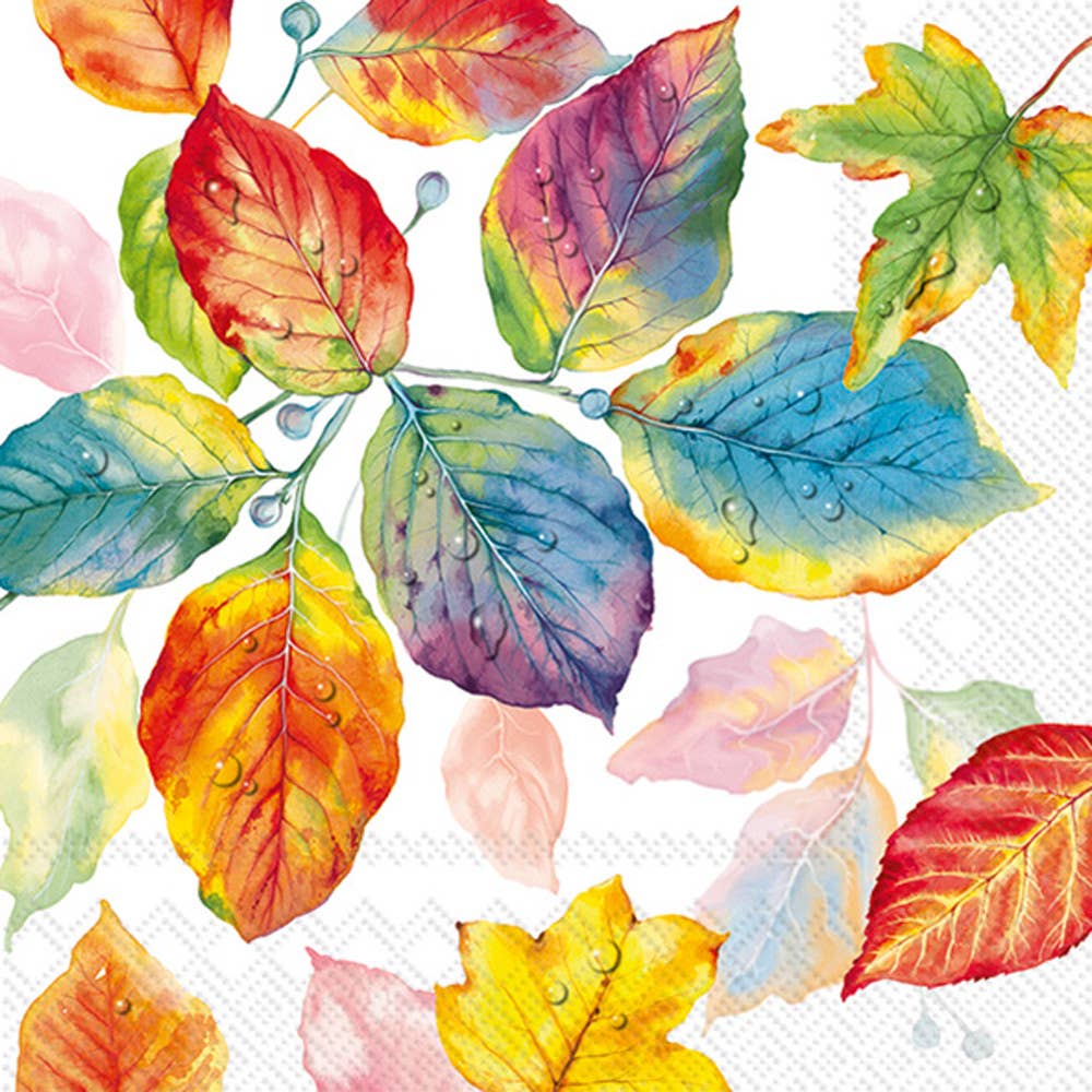 Colorful Leaves Fall Autumn Paper Lunch Napkin