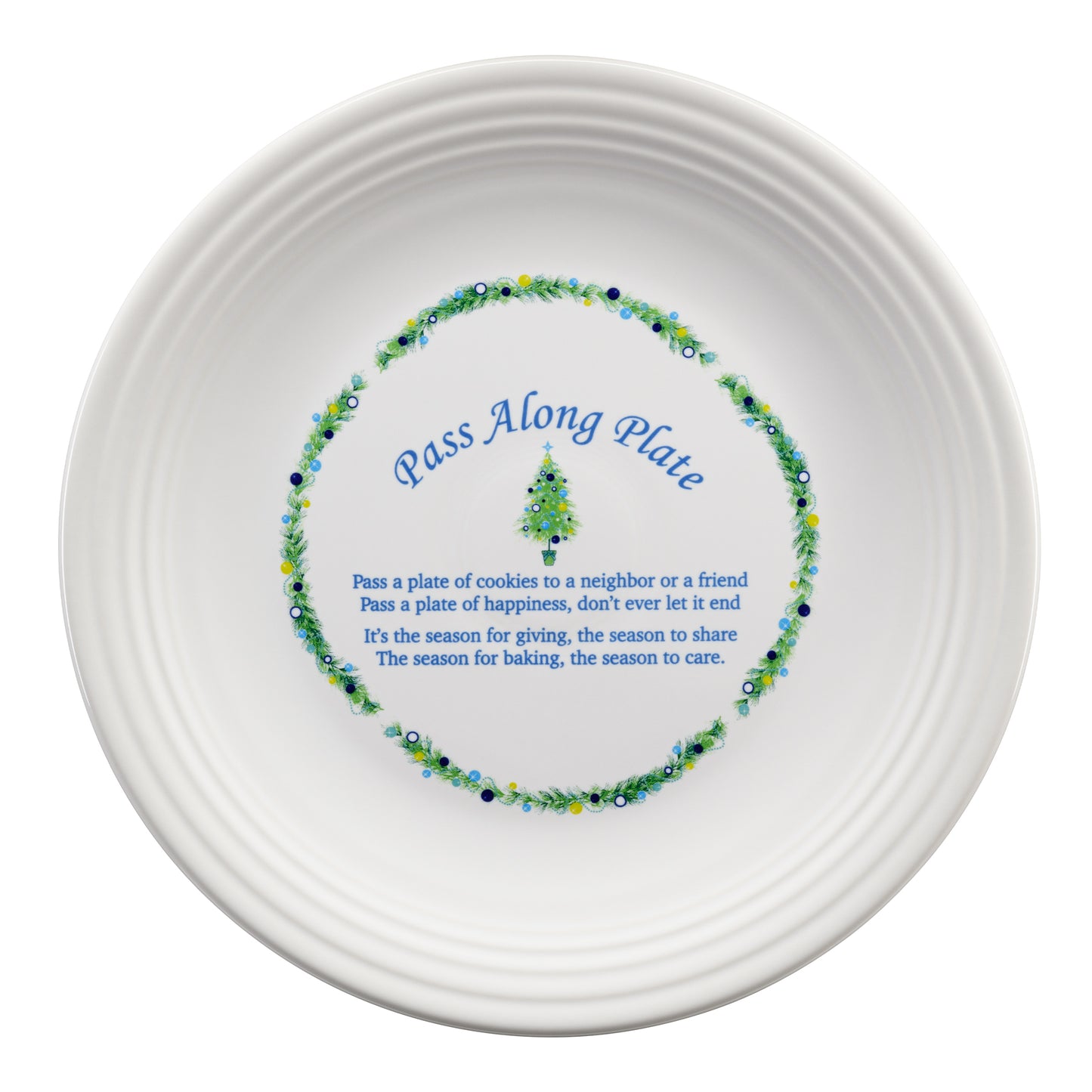 Fiesta® Along Plate - Blue Christmas tree on White