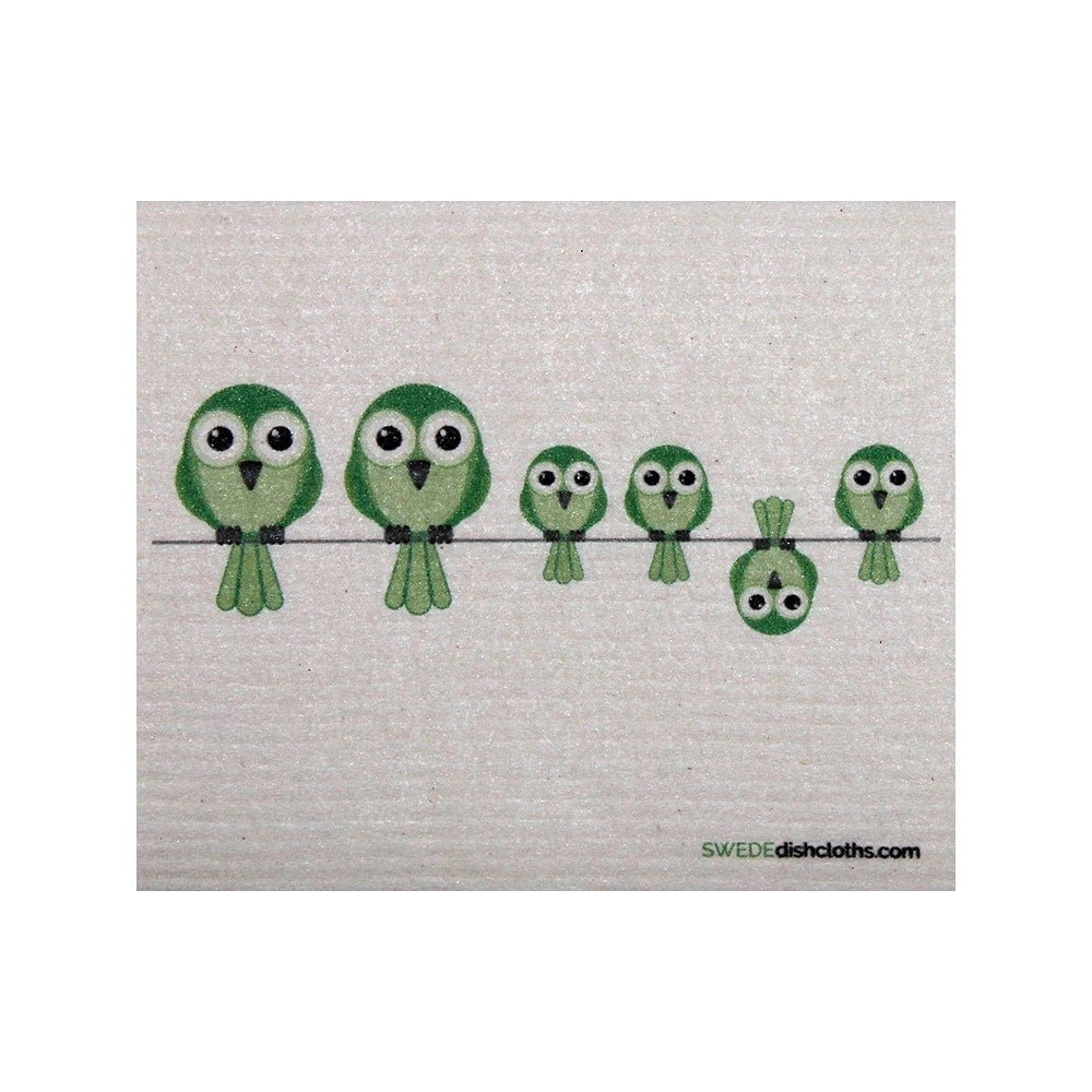 SWEDEdishcloth - Greenbirds On Wire