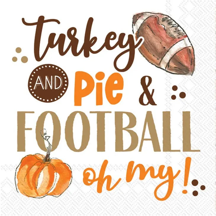 Rosanne Beck Turkey Pie Football Paper Cocktail Napkin C046600