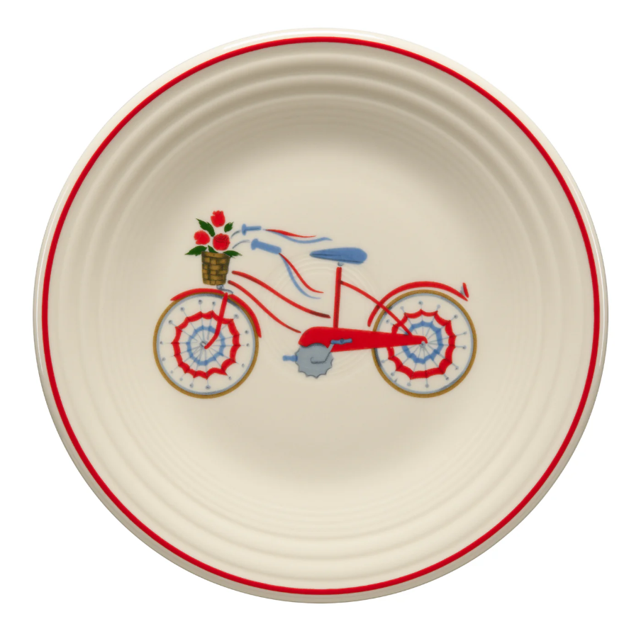Fiesta® Classic Rim 9 Inch Luncheon Plate - Americana Bicycle
