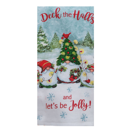 Christmas Gnomes Deck the Halls Dual Purpose Terry Towel
