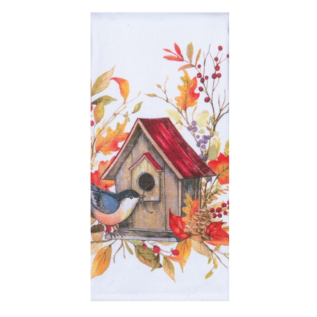 Hello Autumn Birdhouse Dual Purpose Terry Towel