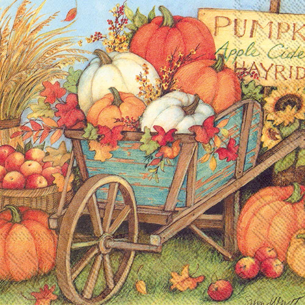 Pumpkin Crop Fall Paper Cocktail Napkins