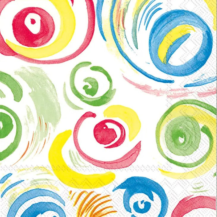 Happy Circles White Paper Cocktail Napkins