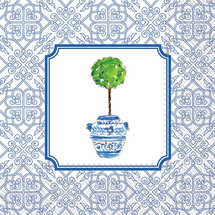 Rosanne Beck Blue Topiary Paper Cocktail Napkins