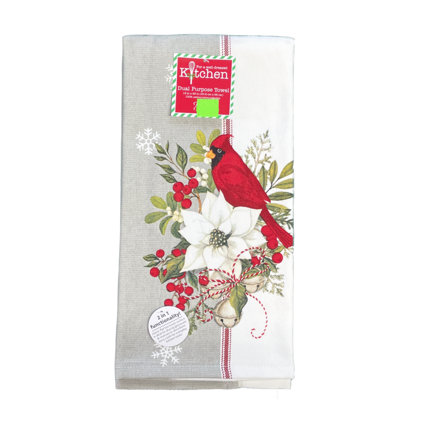 Winterberry Garden Poinsettia Dual Purpose Terry Towel