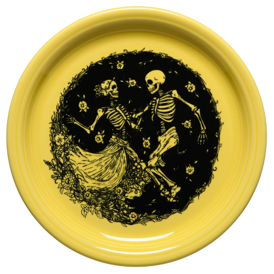 Fiesta Bistro Coupe 9 Inch Luncheon Plate - Skeleton Duet Sunflower