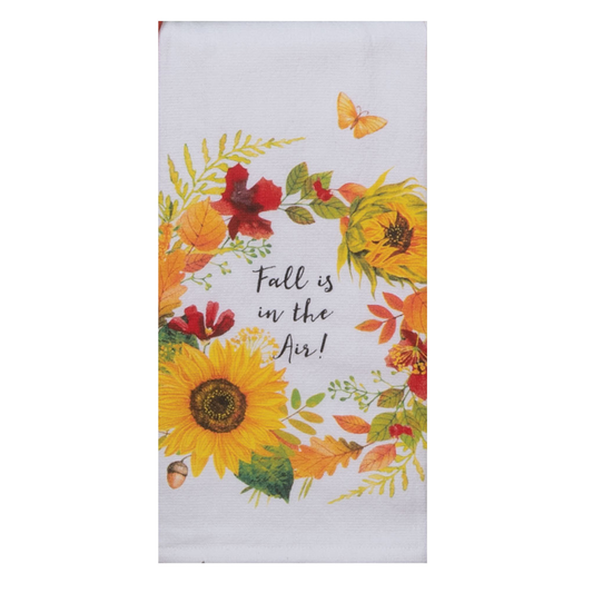 Autumn's Garden Sunflower Wreath Dual Purpose Terry Towel