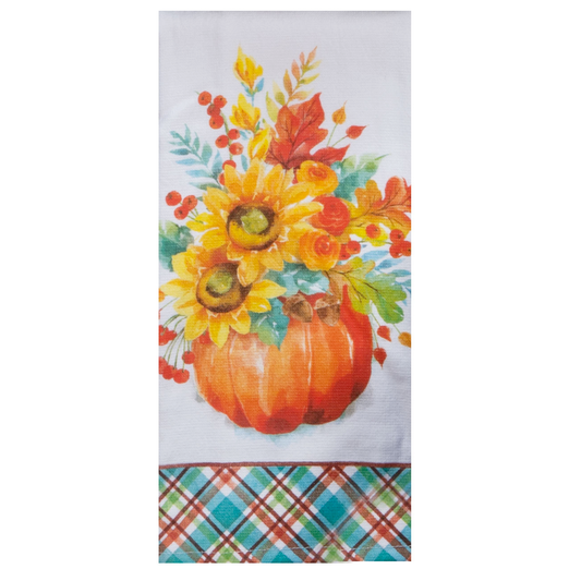 Autumn Blessings Pumpkin Floral Dual Purpose Terry Towel