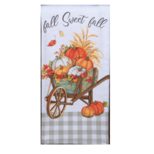 Hello Autumn Wheelbarrow Dual Purpose Terry Towel