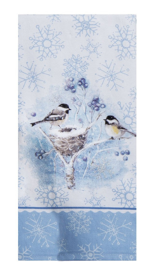 Let it Snow Chickadee H7159 Dual Purpose Terry Towel