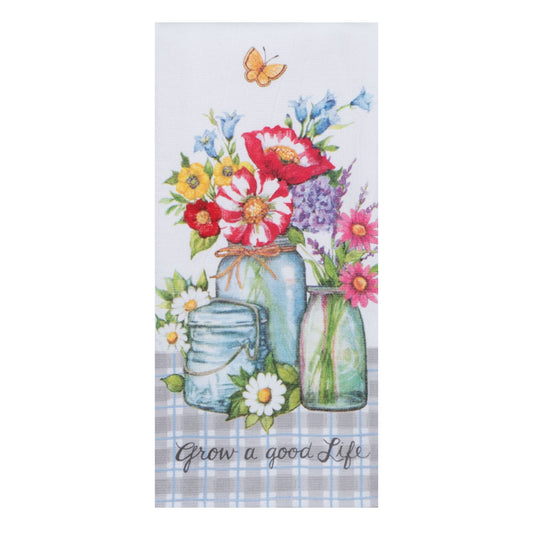 Flower Market Mason Jars Dual Purpose Towel