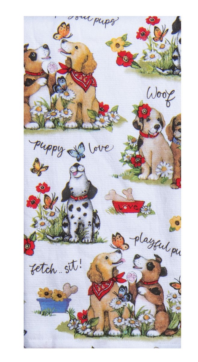 Playful Puppies Toss Dual Purpose Terry Towel