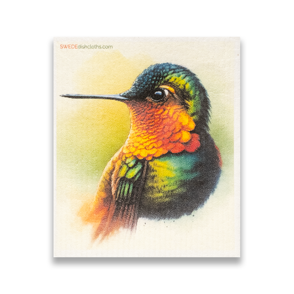 Swedish Dishcloth Colorful Hummingbird Silhouette