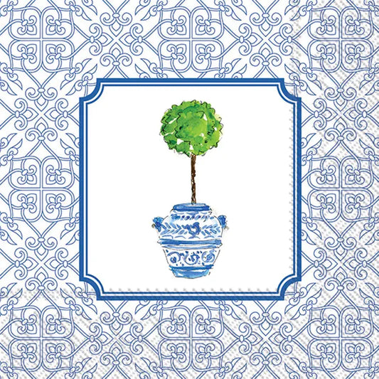 Rosanne Beck Blue Topiary Paper Cocktail Napkins